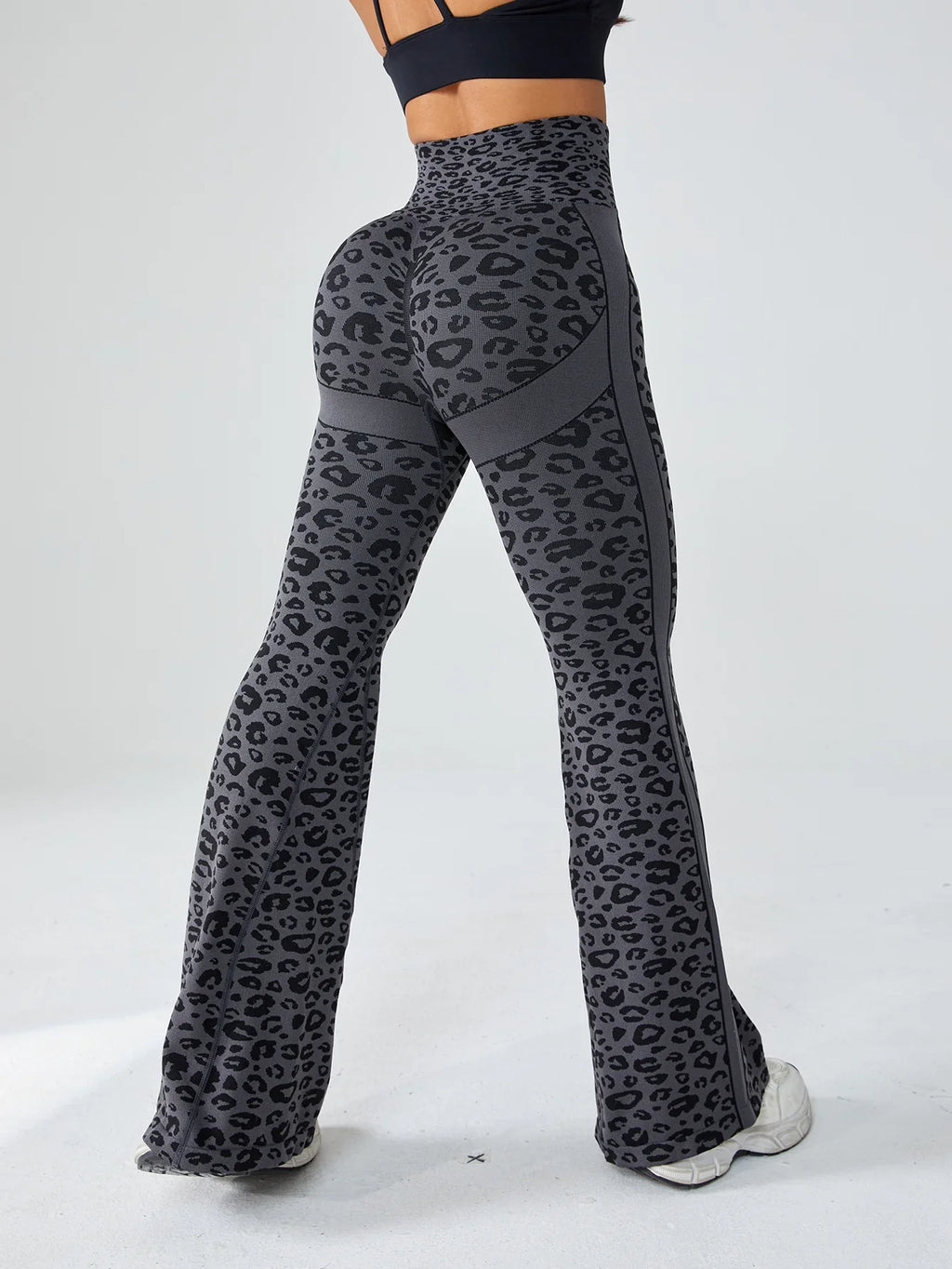 Retro Leopart Women's Pants/Clothing Seamless High-Waisted Flare Trousers Yoga Pilates Leggings Tummy Control 4D Stretch Autumn