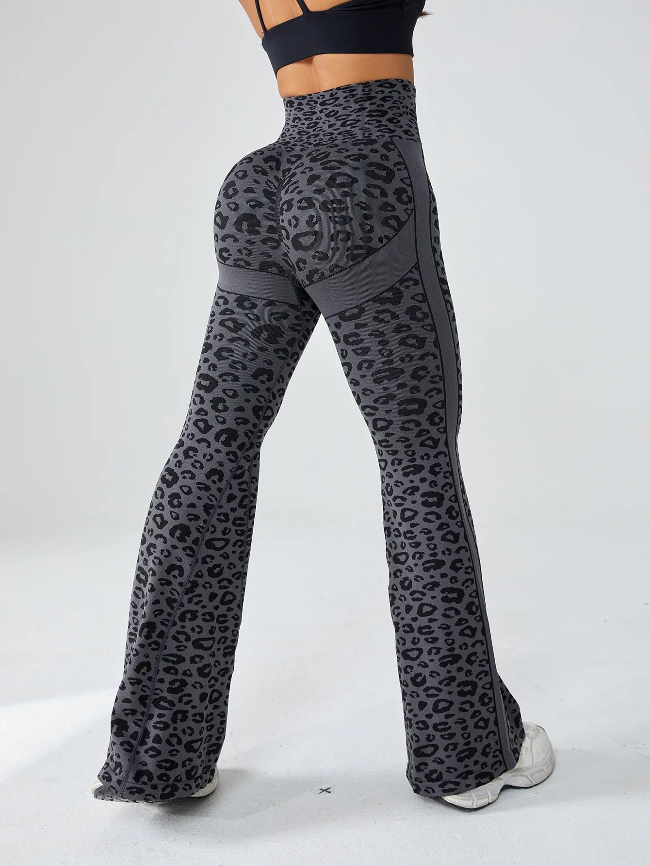 Retro Leopart Women's Pants/Clothing Seamless High-Waisted Flare Trousers Yoga Pilates Leggings Tummy Control 4D Stretch Autumn