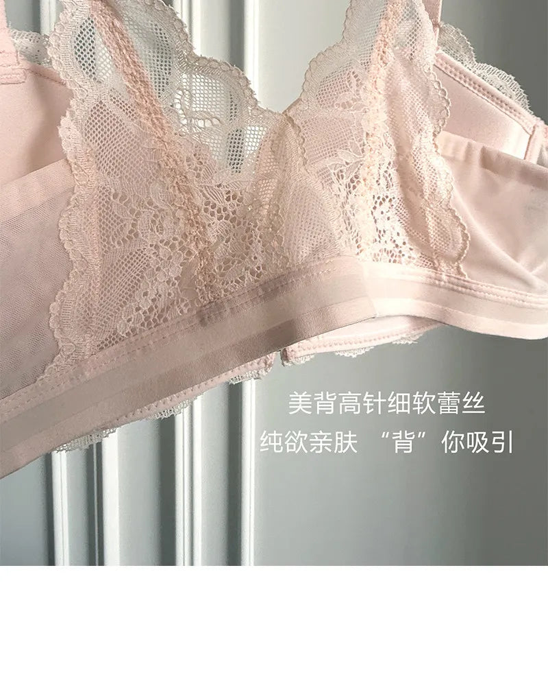 Summer Nouvelle Tendance! Soutien-Gorge Push Up à Fermeture Avant - Bretelles Dentelle Dos, Bralette Légère pour Petite Poitrine