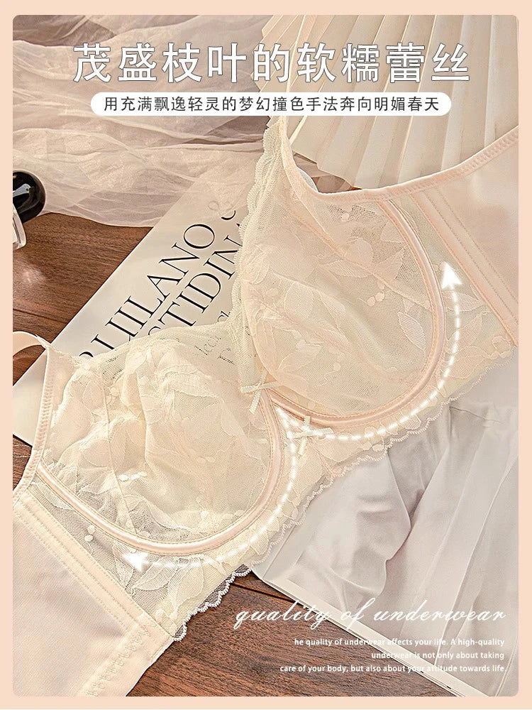 Plus Size Wireless Bra Women Summer Thin Minimizer Large Bust Support Side Coverage Anti Sagging Adjustable Straps Comfort White