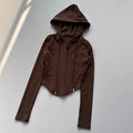 Women's Slim Fit Long Sleeve Hooded Yoga Sports Top Korean Casual Thread Sportswear Active Lifestyle Comfortable Gym Workout Top