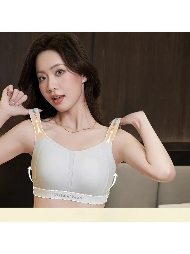 MOYISU Wireless Minimizer Sports Bra Adjustable Support Anti Sagging Seamless Comfort Breathable Large Bust No Underwire Everyd