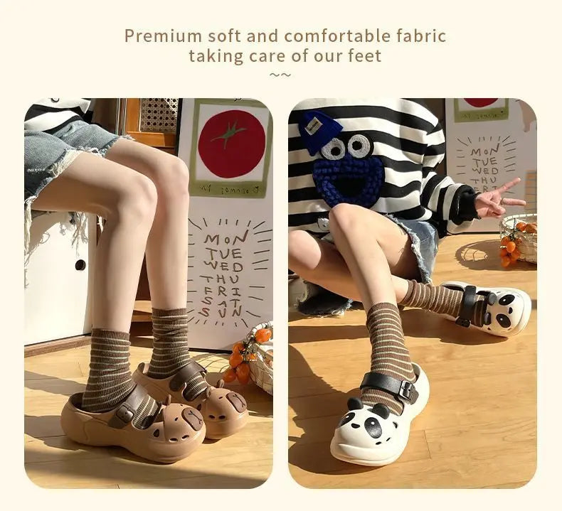 2025 New Cute Cartoon Slippers For Women Fashion Clogs Anti-slip Summer Shoes Girls Street Sandals 2 Way Wear Beach Slides