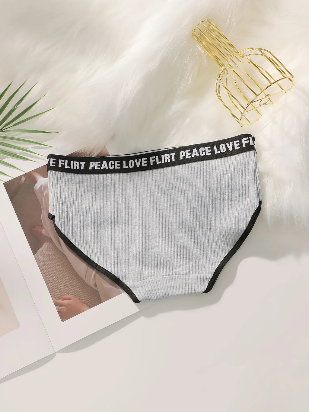 Women's High Waist Panties  Letter Elastic Waistband Soft Ribbed Fabric Comfortable Briefs for Daily Wear women bra K2809