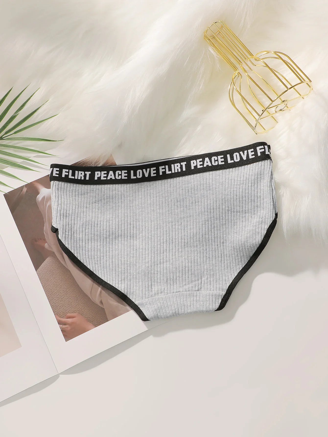 Women's High Waist Panties  Letter Elastic Waistband Soft Ribbed Fabric Comfortable Briefs for Daily Wear women bra K2809