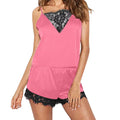 Women Satin Pajama Set Lace Trim Cami Top and Shorts Sleepwear Soft Sleeveless Nightwear Summer Home Lounge Wear Outfit