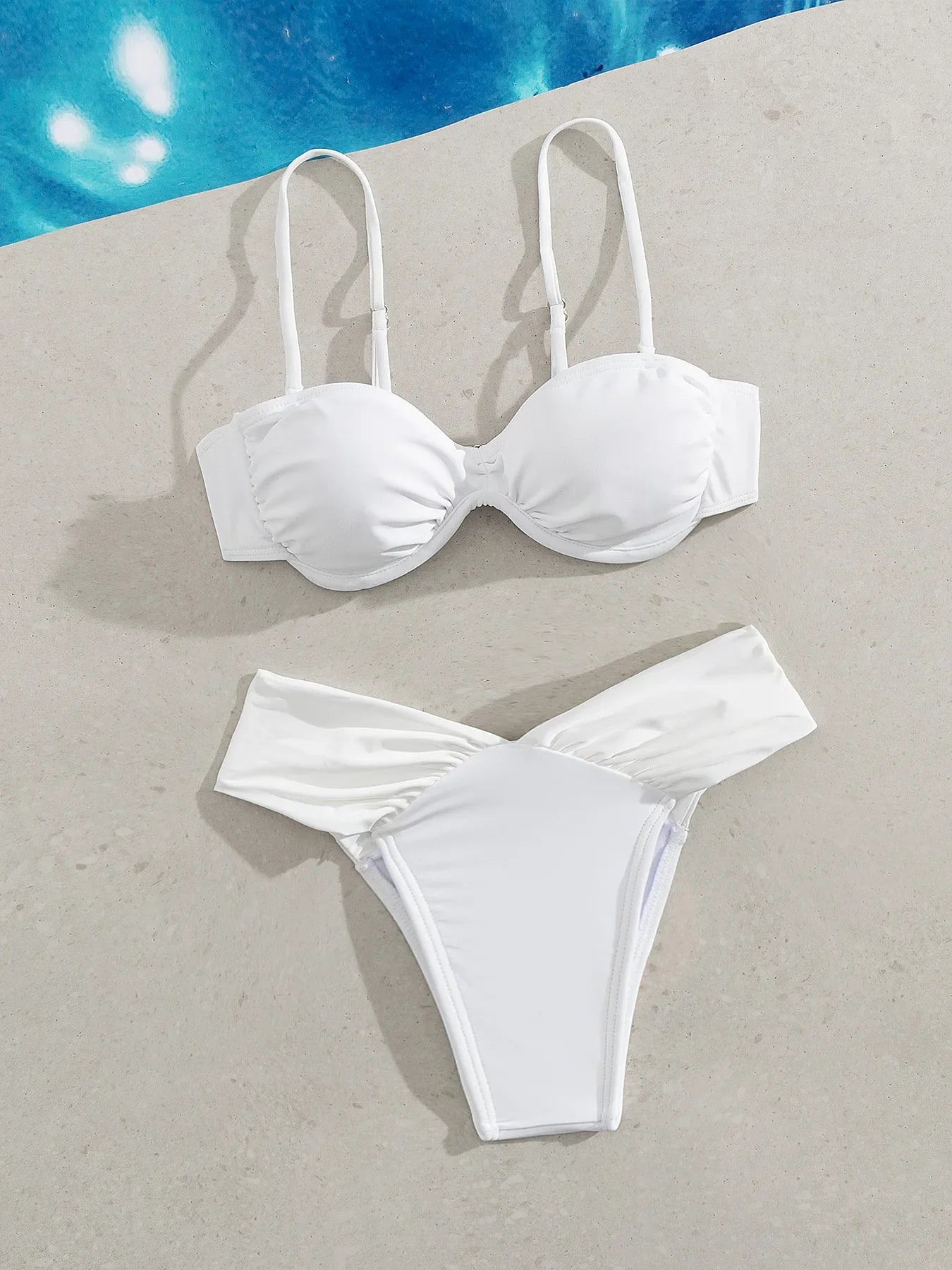Sexy Pleate High Waist Bikini Set 2025 Women Halter Push Up Underwire Two Piece Swimsuit Summer Bathing Suit Swimwear Biquini