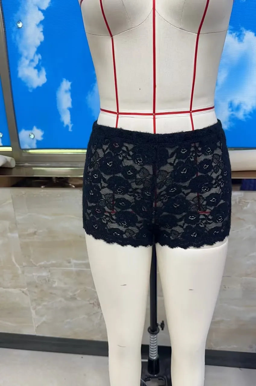 Sexy See Through Floral Lace Boyshort Panties Ladies Mid Waist Scallop Hem Stretch Hipster Underwear Daily Comfort Lingerie