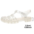 Women's Transparent Roman Sandals 2025 Closed Toe Low Heels Summer Sandals Women Fashion Woven Non Slip Beach Sandles Woman