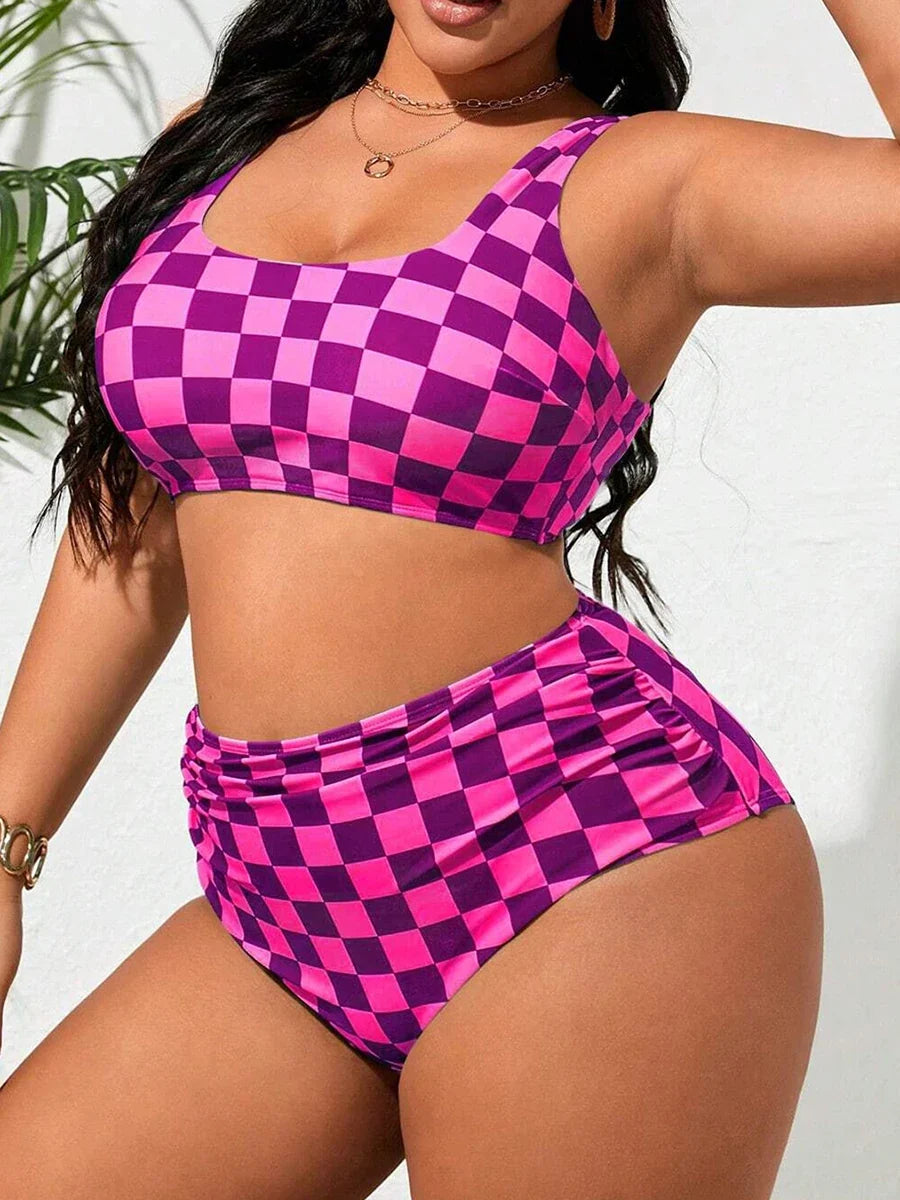 2026 Large Plus Big Size Swimsuit Women Sporty Bikinis High Waist Printed Swimwear Female Bathers Bathing Swimming Swim Suit 5XL