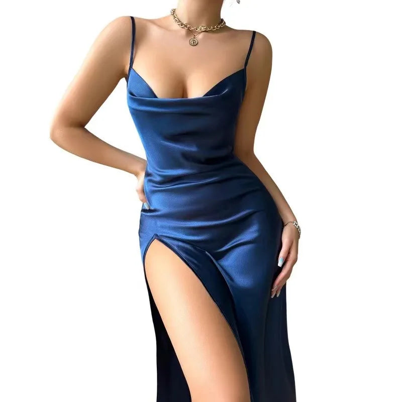 Red Lace-up Straps Nightdress Comfort Sexy V-Neck Spaghetti Strap Pajama Dress For Valentine's Gifts Women's  Sleepwear