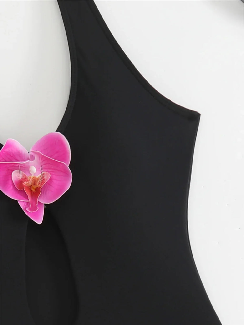 3D Flowers Extreme String Mini Micro Thong Women Swimwear One Piece Swimsuit Female Halter Padded Bather Bathing Suit Swim K7193