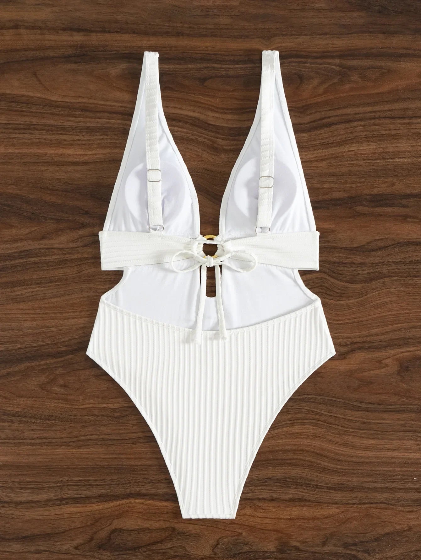 Striped Deep V Neck Cut Out Female Swimwear One Piece Swimsuit Women High Leg Cut Monokini Backless Bathing Suit Swim Bodysuit