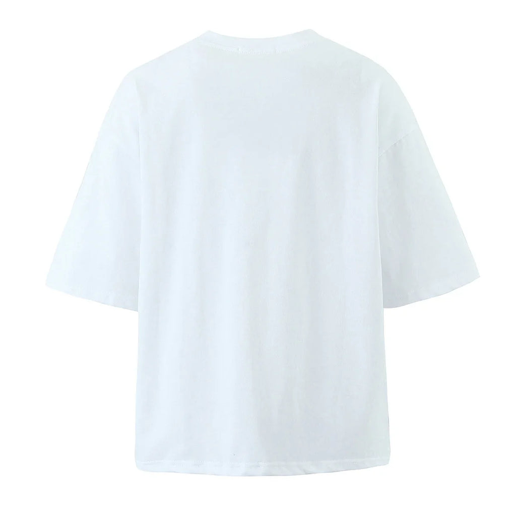 Foridol Papaya Print Fruit T-shirt Women Summer Loose Casual Shirts Blusa Half Sleeve White Spring Summer Shirt 2025 Blouse