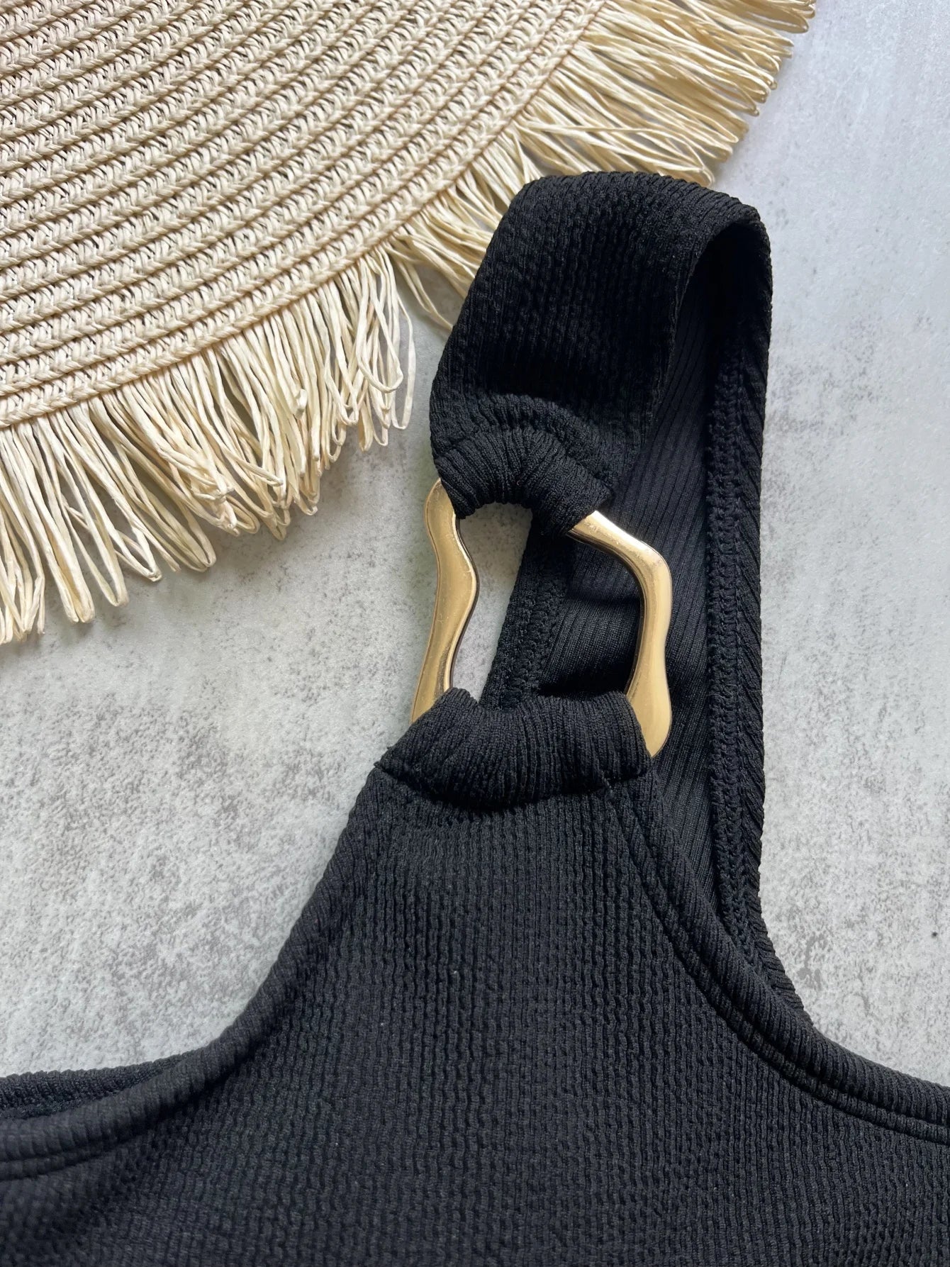 Women's One Piece Swimsuit Ring Cut Out Front High Cut Cheeky Bathing Suit Monokini Swimwear One Shoulder Ribbed Monokini