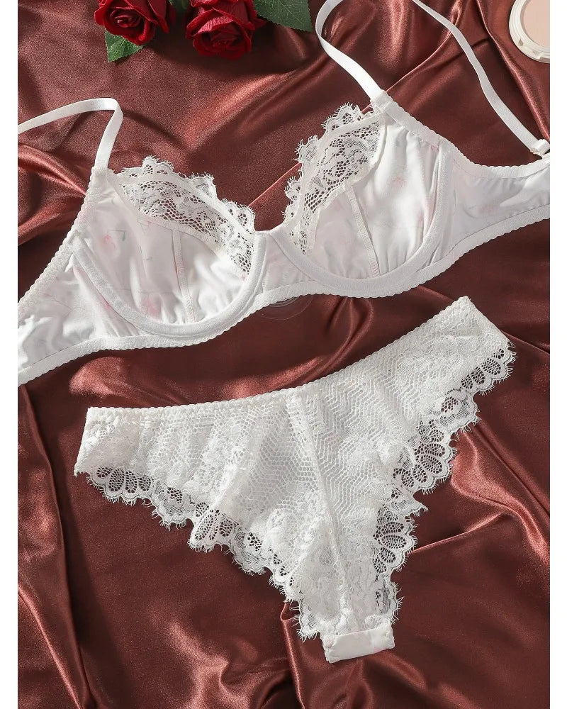 Toucheart Sexy Underwear Intimate Push Up Bra Exotic Sets Bra Set Lace Panties for Women Mesh Patchwork Sexy Lingerie Suit Women