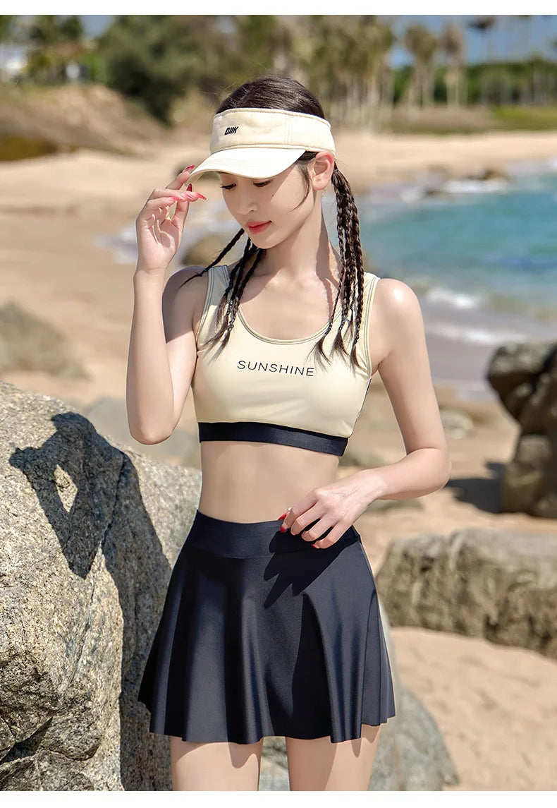 Split Swimsuit Women's Four Piece Sports Slimming Diving Beach Surfing Conservative Sun Protection Long Sleeved Swimsuit Set