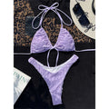 Wrinkled Wrap Around Halter Brazilian Bikini Female Swimsuit Women Swimwear Two-Pieces Bikini Set Bather Bathing Suit Swim V4672