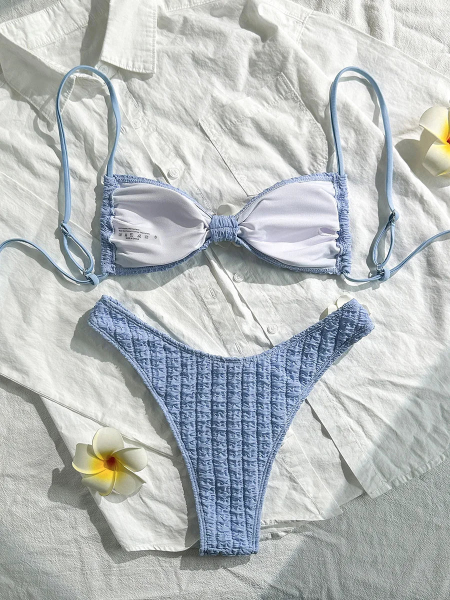 3D Flower Wrinkled Crinkled Bikini 2026 Women Bikinis Female Brazilian Swimwear Two pieces Swimsuit Bikini Set Bathing Suit Swim