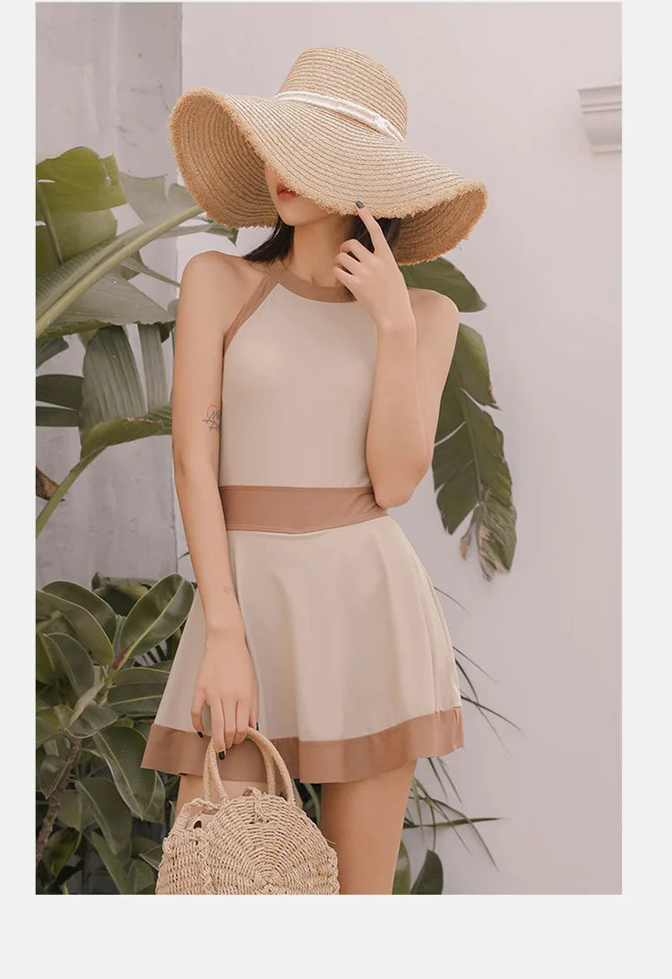 New Super Fairy Skirt-style One-piece Waist-covering Belly Slimming Conservative Steel Support Gathered Swimming Suit