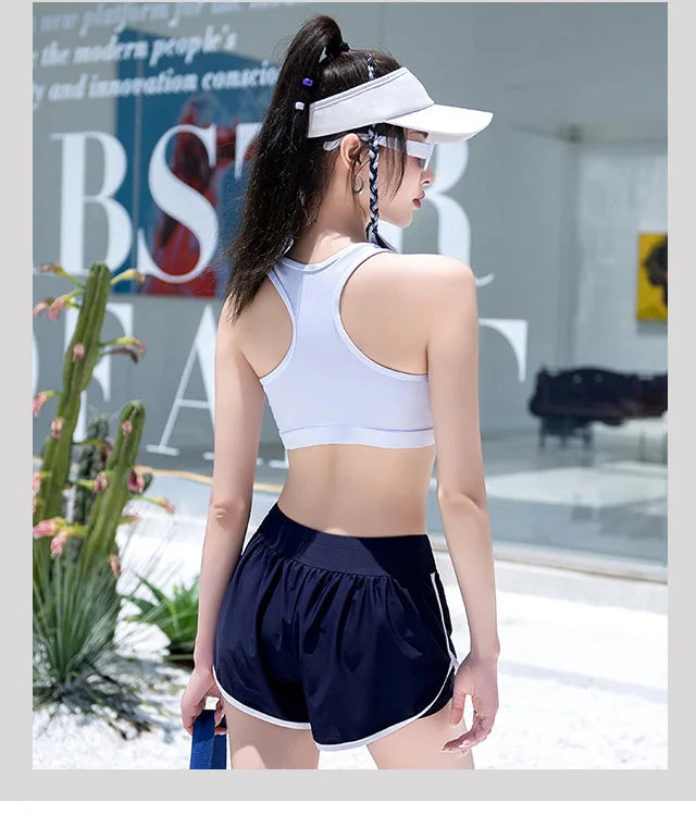 New High-end Split Swimsuit with Sports Style and Flat Angle Pants for Slimming and Vacation Swimsuits Cross-border