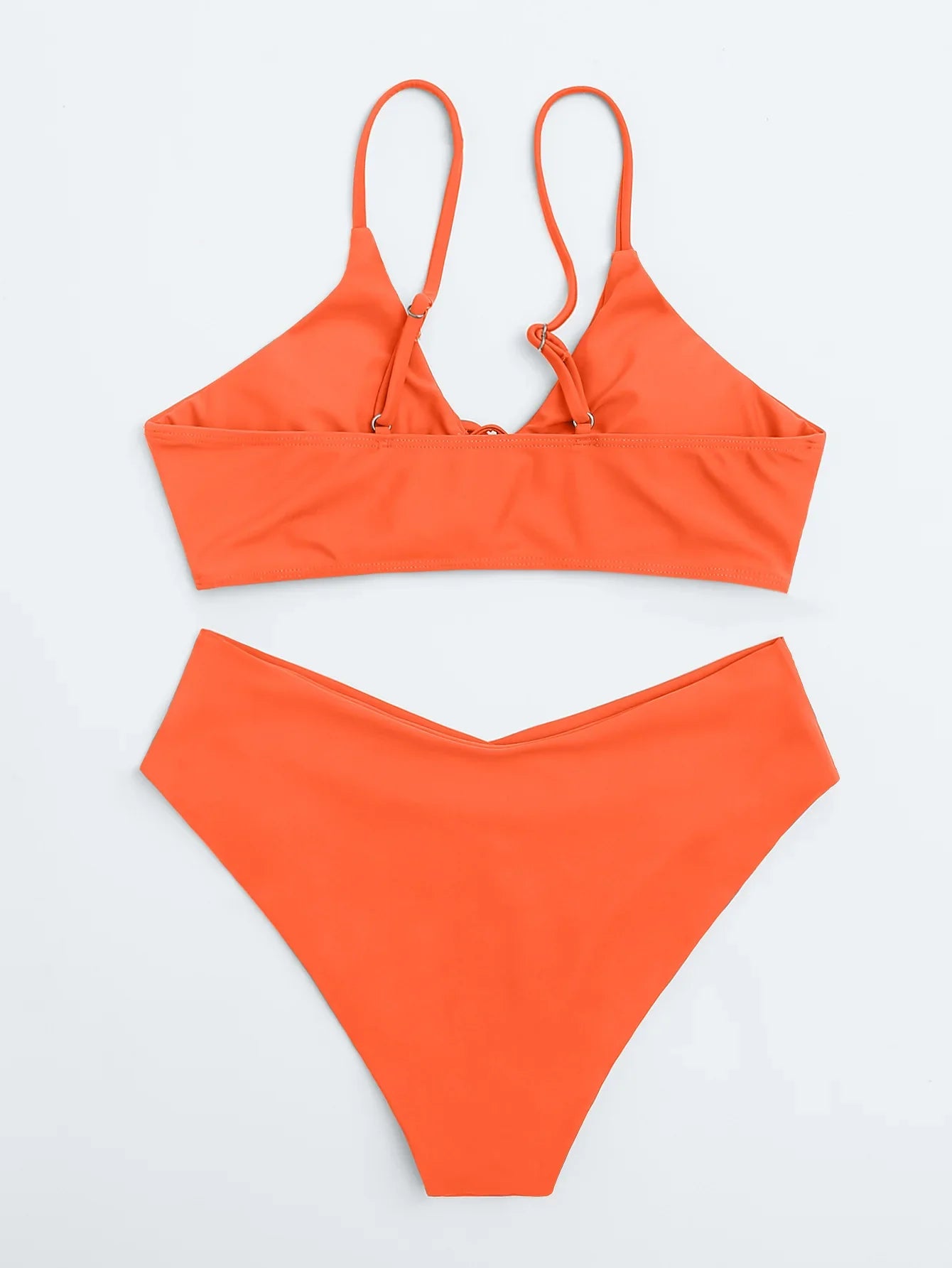 New Women's Swimsuit High Waist Two Piece Bikini Set Hollow Out V-neck Bandage Cross Backless Beach Swimwear Summer Bathing Suit