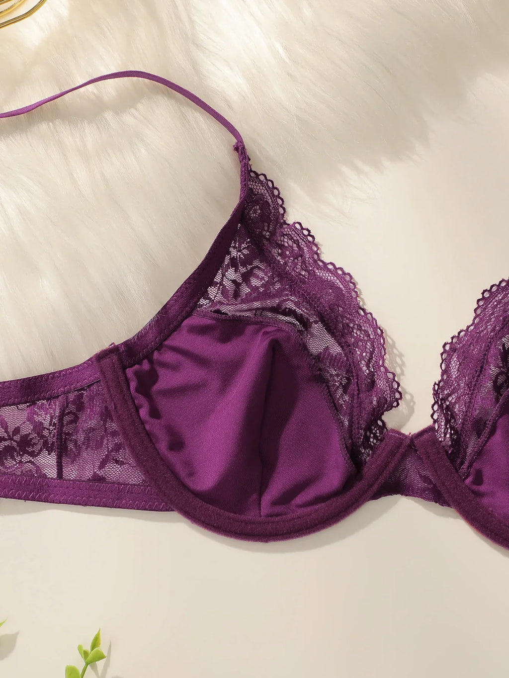 Purple lace brassere ribbon steel ring anti sagging bra retro French style Lingerie sexy women's underwear HR2635