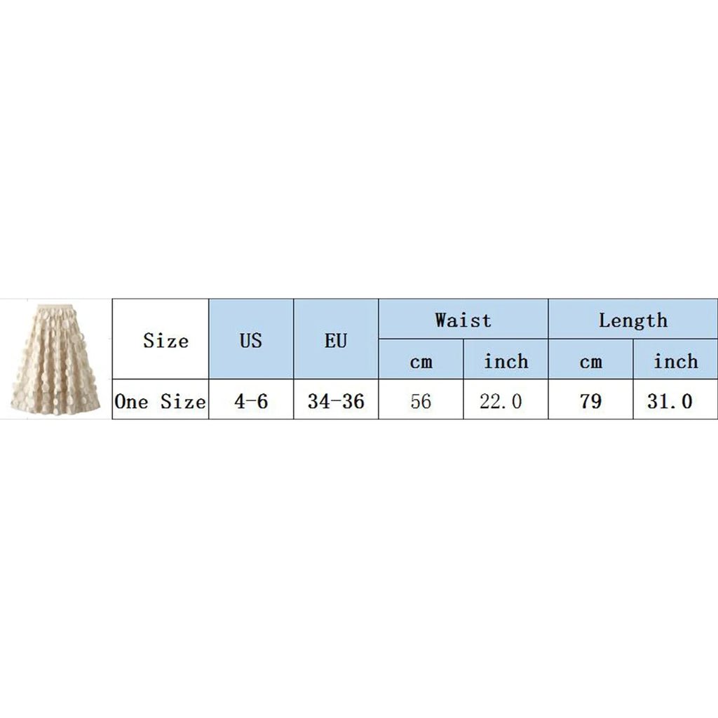 Women Tulle Tutu Skirt Solid Color 3D Dot Elastic Mesh Fairy A-Line Skirt for Beach Party Streetwear