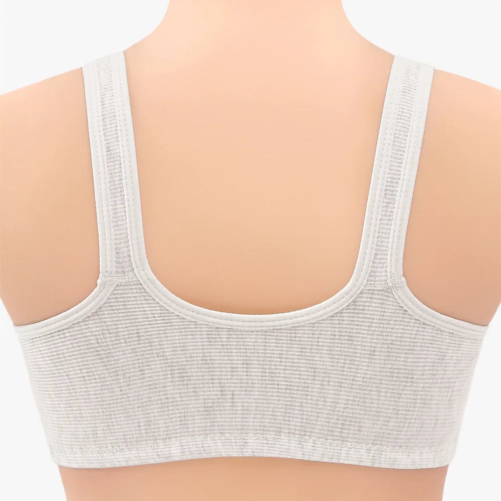 Women's Bra Wire-Free Front Closure Solid Color Full Coverage Fixed Cups More Considerate for Middle-Aged And Elderly Individual