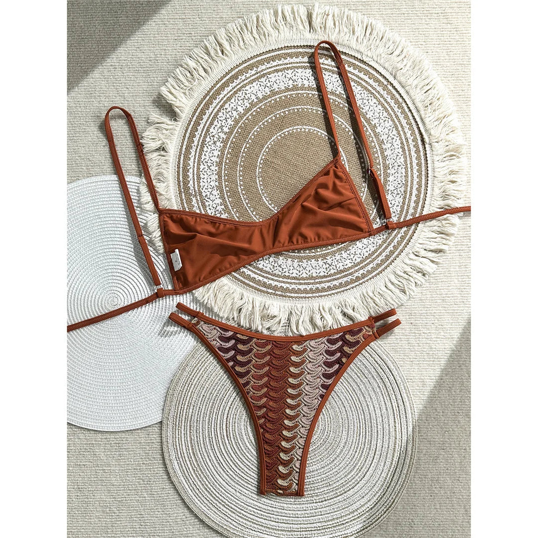 2026 New Sexy Printed High Leg Cut Bikini Female Swimsuit Women Swimwear Two-pieces Bikini set Bather Bathing Suit Swim V8030