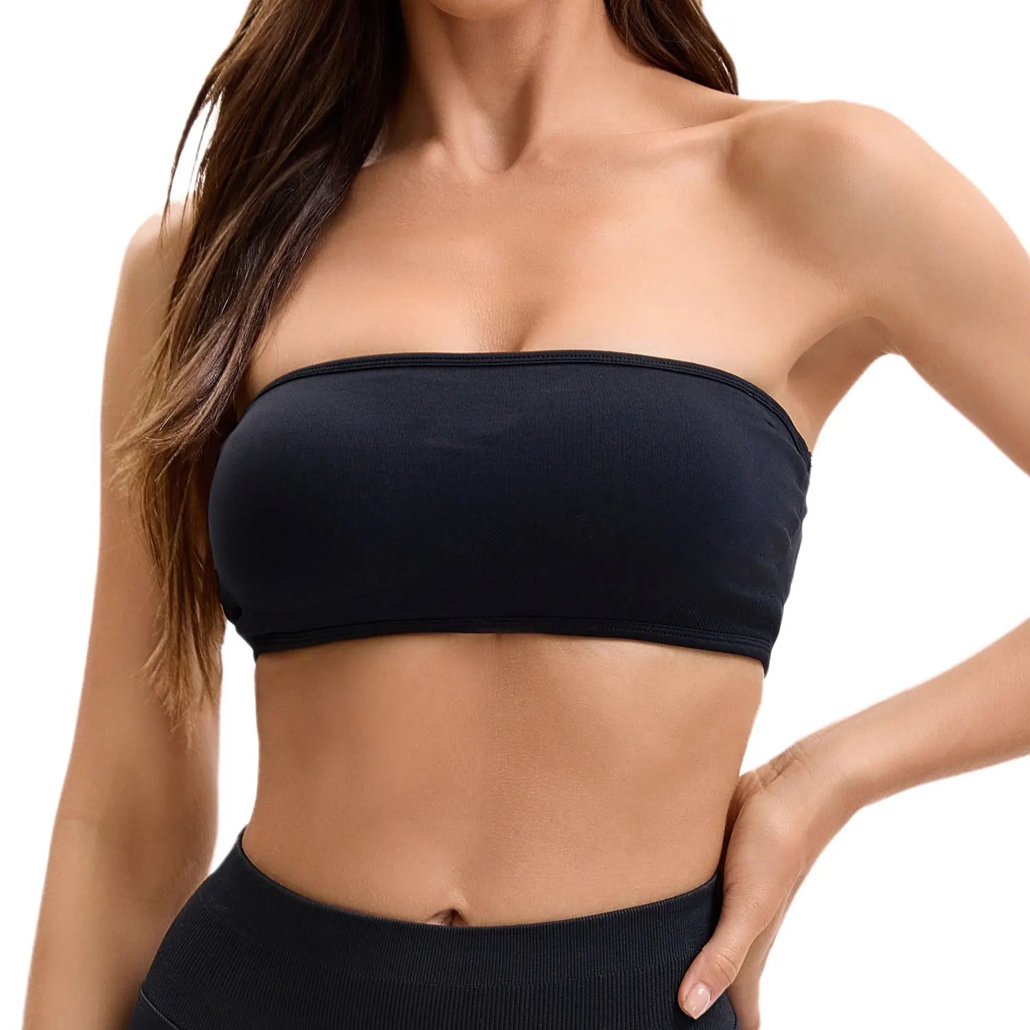 NCLAGEN Backless Bandeau Sports Bra Gym Women Crop Tube Top Seamless Yoga Top Sexy Workout Sportswear Push-up Fitness Underwear
