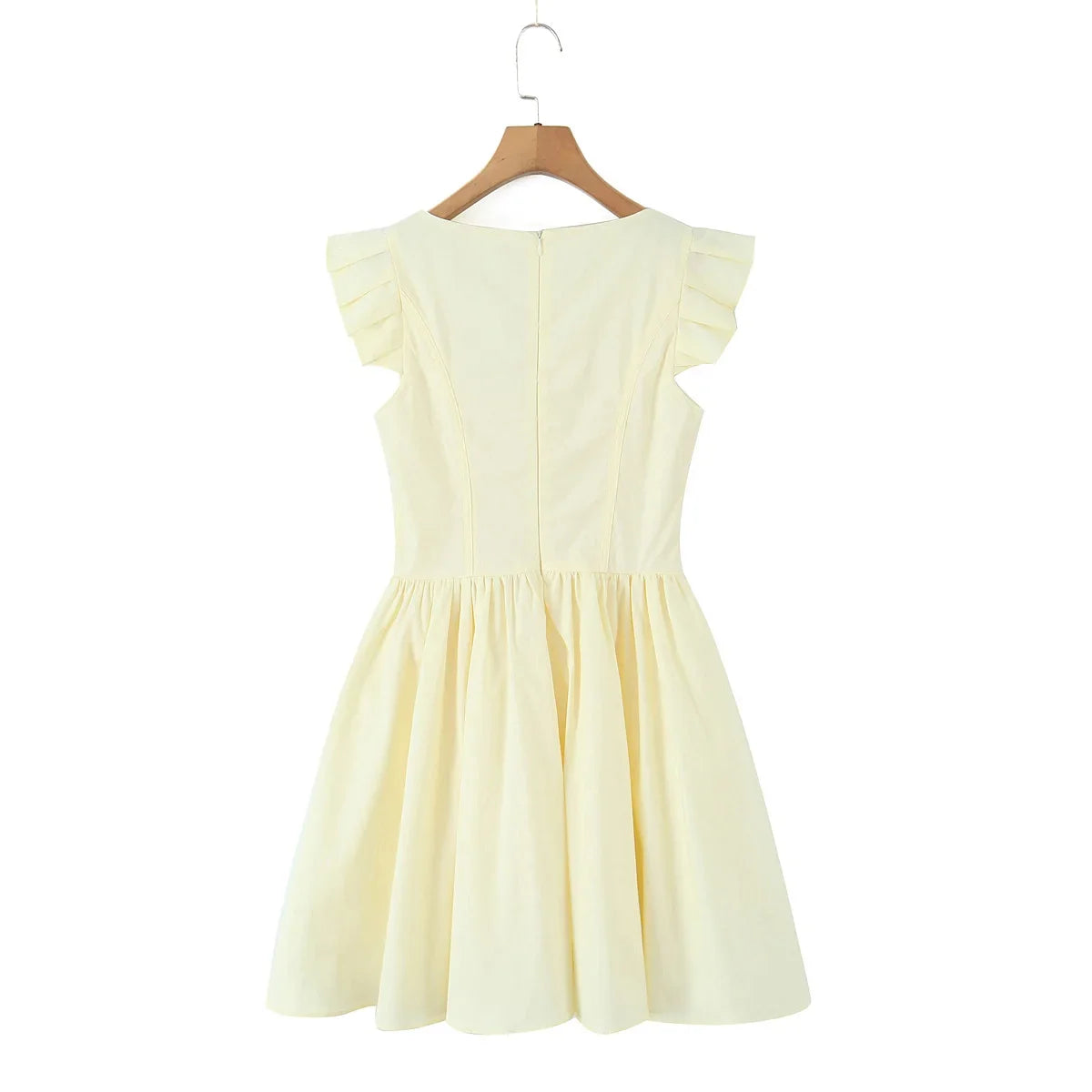 Floral Embroidery Cotton Summer Women's Dress Sleeveless Buttons Decor Short Mini Dress Elegant Yellow A-line New in Dress 2025