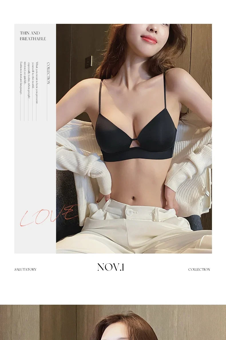 MOYISU Desire Triangle Cup Women Summer Thin Small Chest Gathered To Show A Large Pair of Breast Anti-sag No Underwire Bra Women