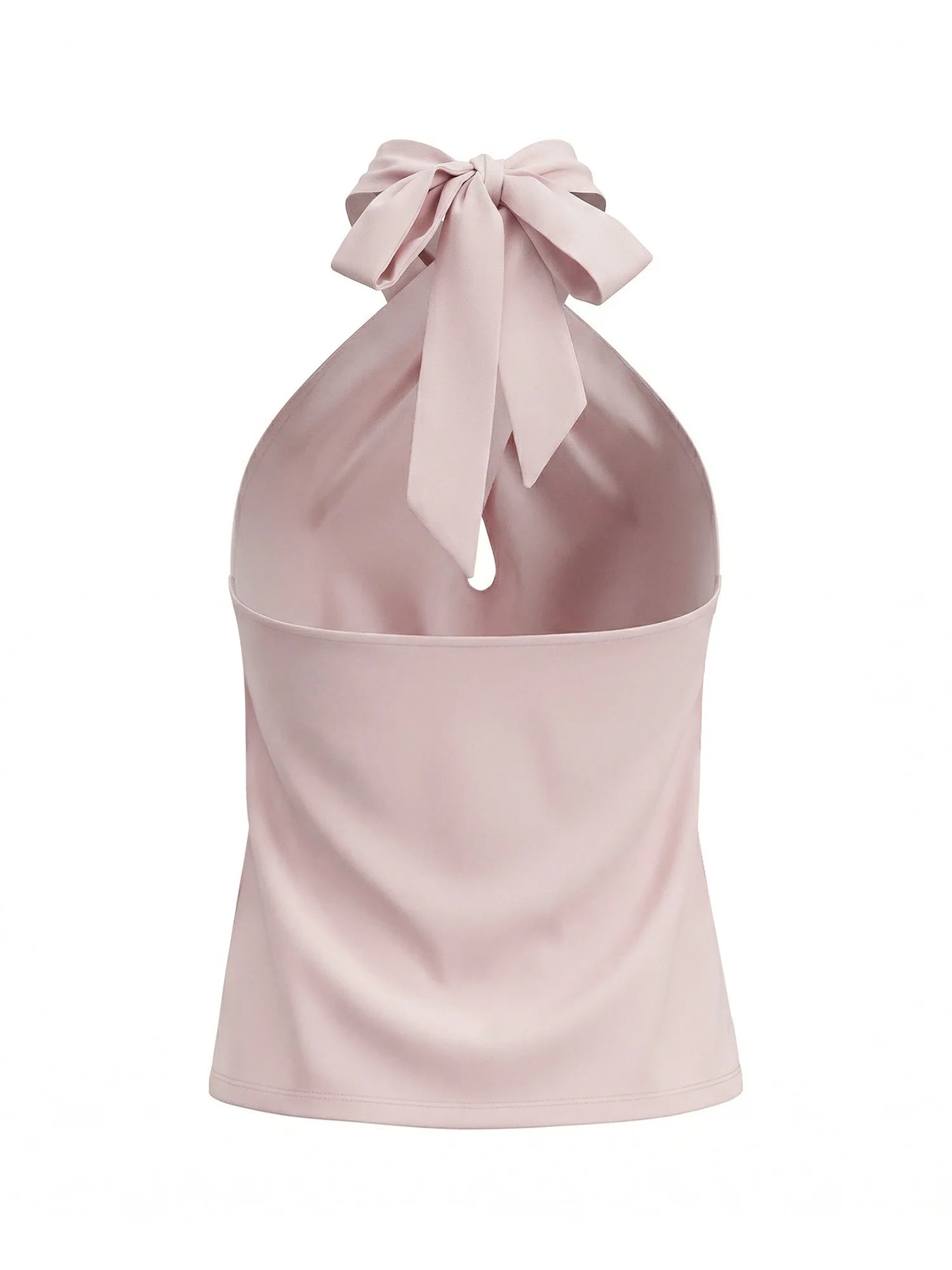Women Fashion Sleeveless Halter Neck Tank Tops Summer Solid Color Backless Satin Casual Vests Streetwear