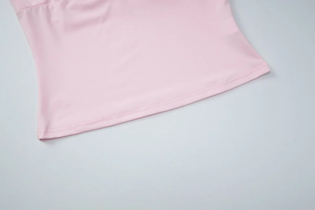 FDYOUI Casual Sexy Halter Neck Lace Patchwork Pink Camisoles Women Bandage Backless Corset T-shirt Y2K Streetwear Cropped Tops
