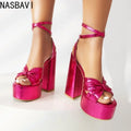 NASBAVI Luxury Summer Shoes for Women Sandals Platform High Heels Pink Silver Gladiator Flip Flops Female Party Wedding Shoes