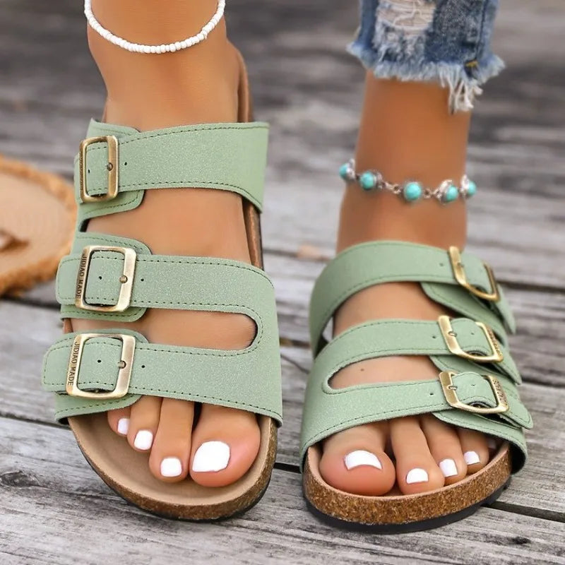 2026 Summer Fashion Women's Buckle Sandals New Sexy Open Toe Casual Sandals Comfortable Platform Shoes Flat Slippers Zapatos