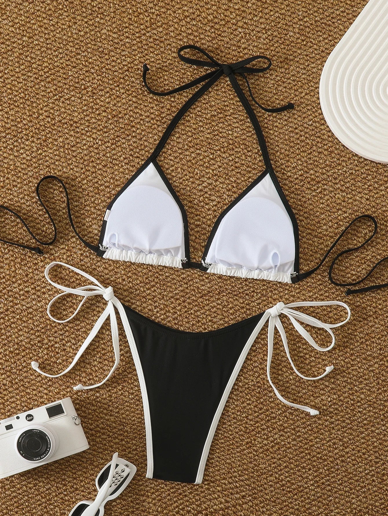 Halter Triangle String Thong Bikinis 2026 Women Sexy Swimsuit Solid Brazilian Swimwear Female Bathers Bathing Swimming Swim Suit