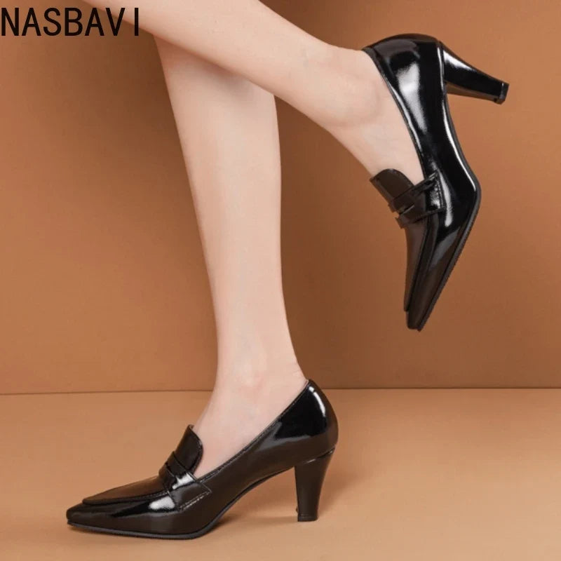 Elegant Black High Heels Women's Pumps Dress Shoes Fashion Point Heeled Party Office Footwear Shoes Ladies Comfortable Big Size