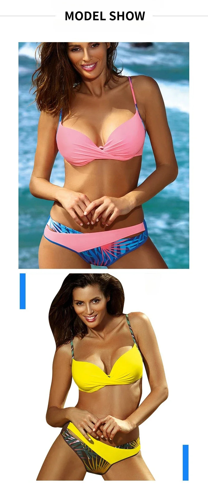 4 Colors Sexy Bikini Women Push Up Swimwear Swimsuit Leaf Print Patchwork Bikinis Set Bathing Suit Beach Bikini Female Biquinis