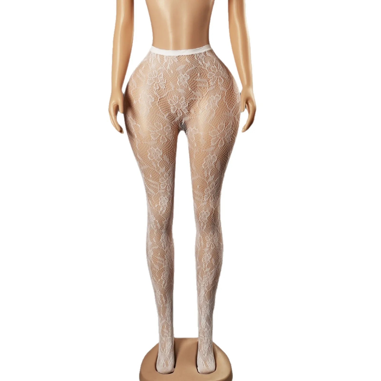 Leggings Tights One-piece Bare Leg Illusion Sexy Women's Floral Elastic Footed Fishnet Stockings Transparent Flower Print MXG2