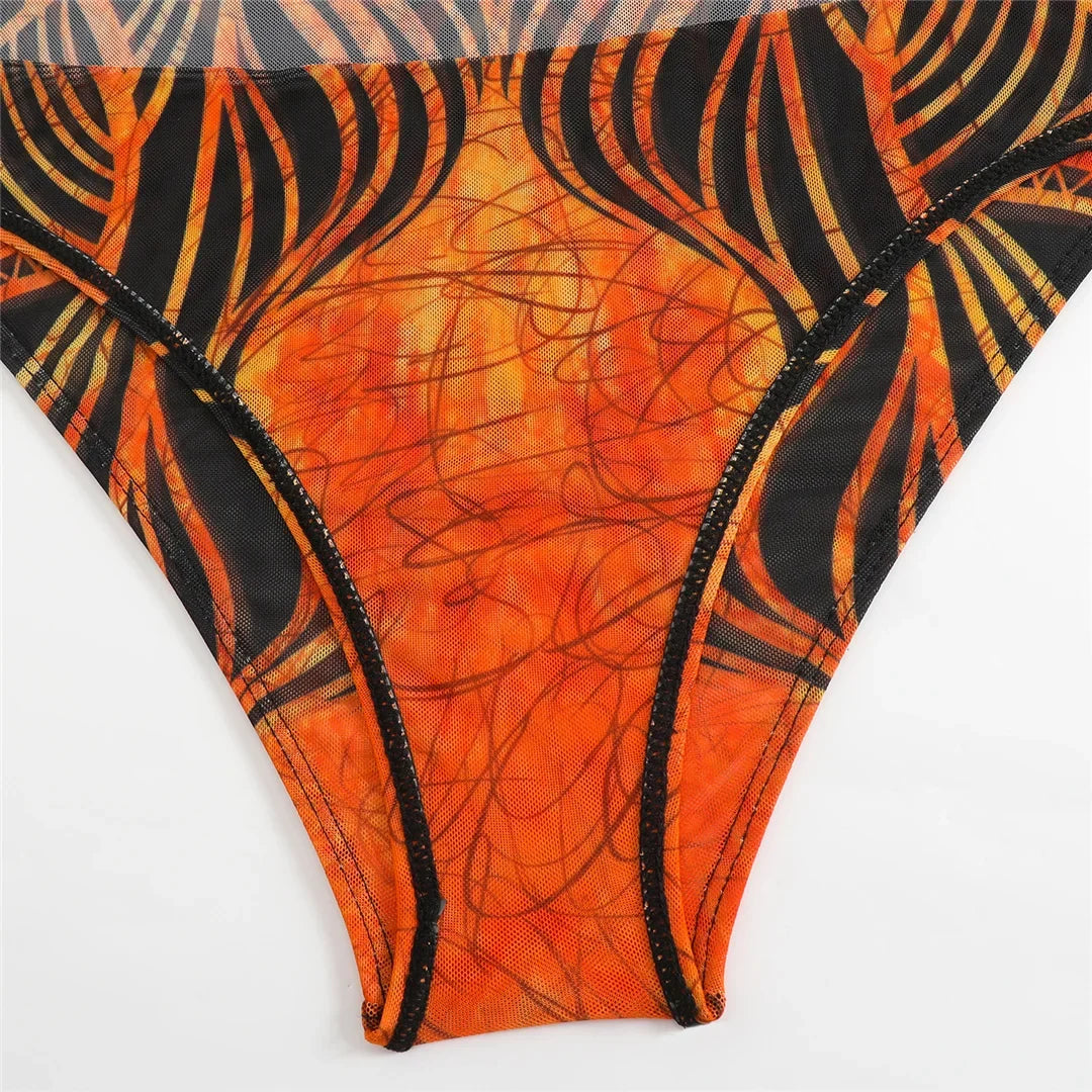 S - XXL 3PCS New Printed Long Sleeve With Pants Sarong Women Swimwear One Piece Swimsuit Female Bather Bathing Suit Swim K7180