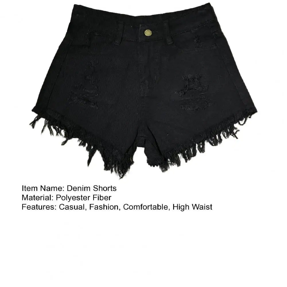 Summer Stretchy Hot Short Pants Women's High Waisted Cut Off Denim Shorts Ripped Distressed Frayed Hem Jeans Shorts