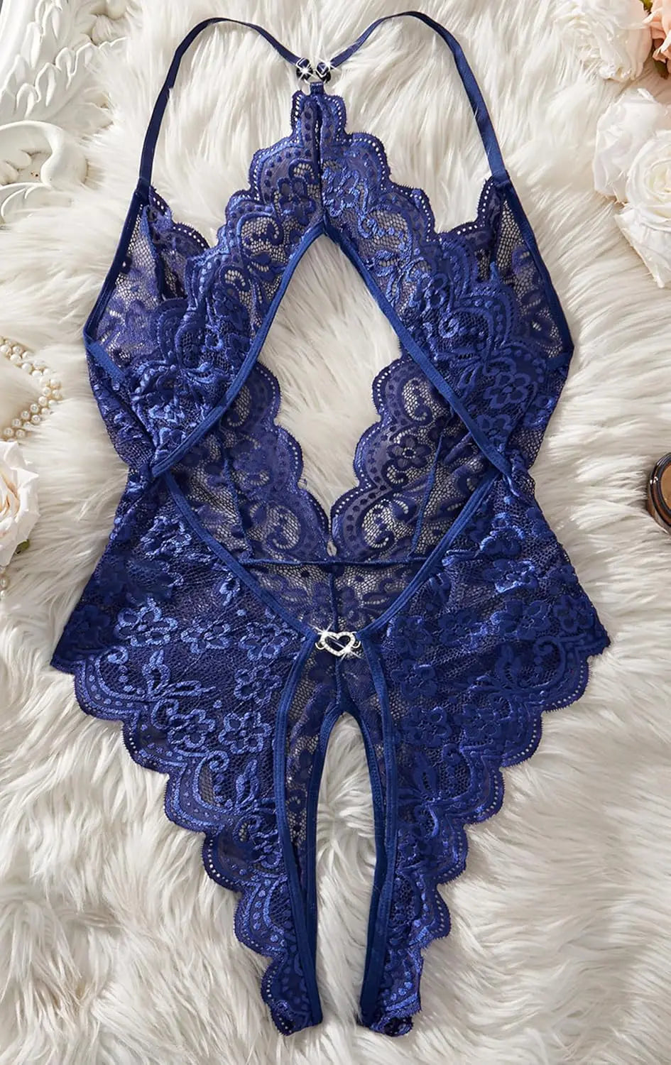Women Sexy Lace Teddy Lingerie Deep V Mesh Sheer Bodysuit Backless Crotchless One Piece Babydoll Nightwear