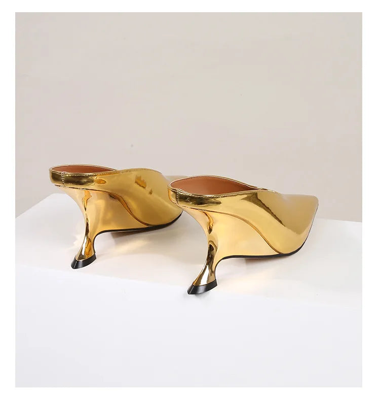 Design Fashion Platform Wedges High Heels Mule Women Slippers Concise Shallow Pointed Toe Party Dress Ladies Shoes 2026