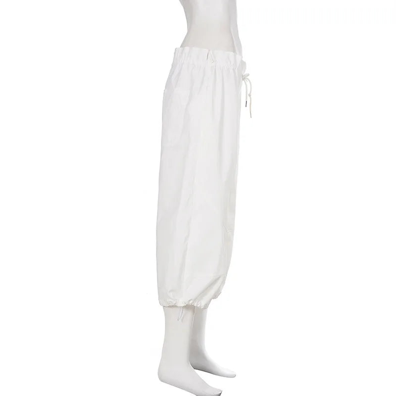 Summer women's elastic waist casual workwear low-rise mid-pants comfortable woven pants