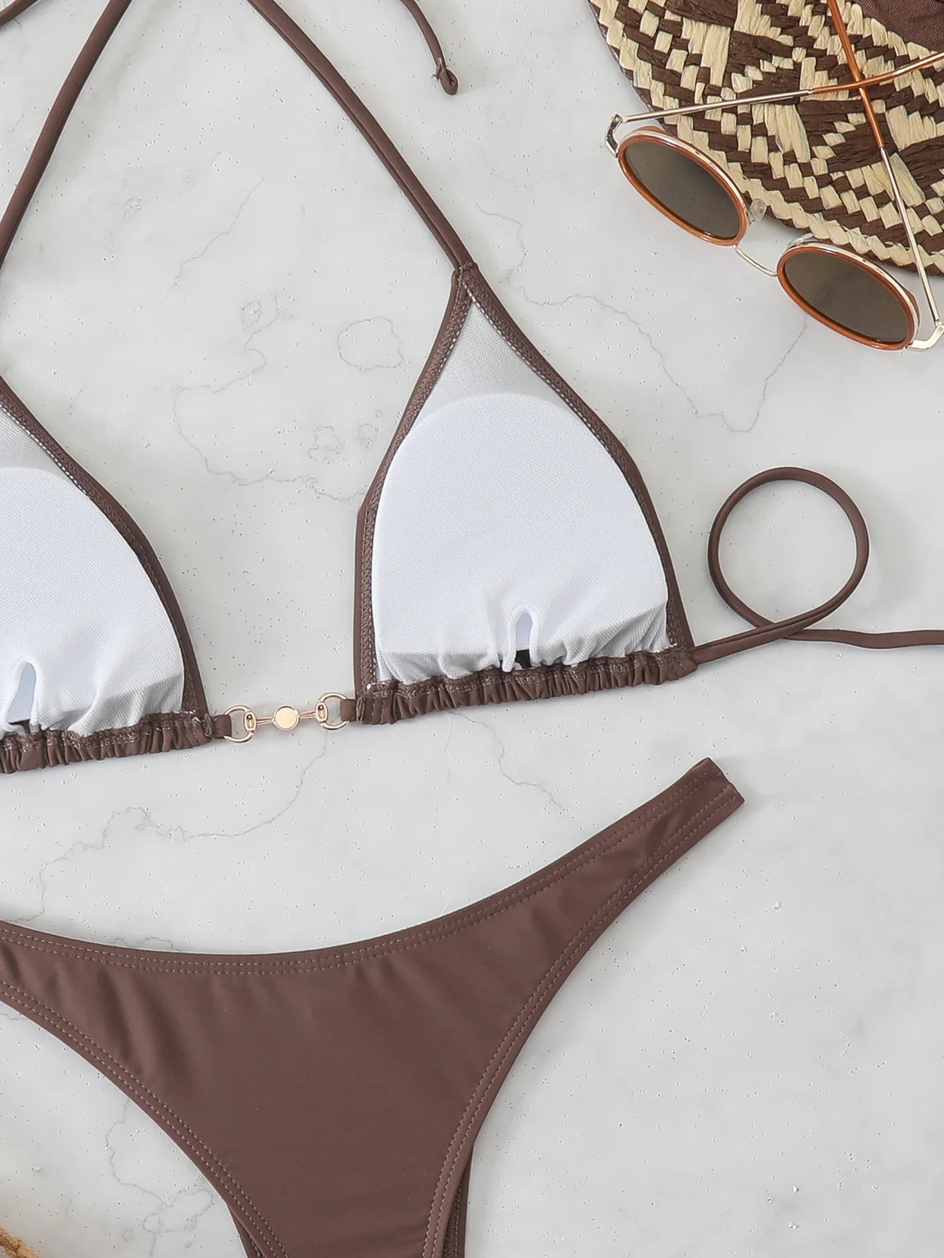 Triangle Halter Thong Bikinis 2026 Women Sexy Swimsuit Solid String Swimwear Female Bathers Bathing Swimming Swim Suit Beachwear