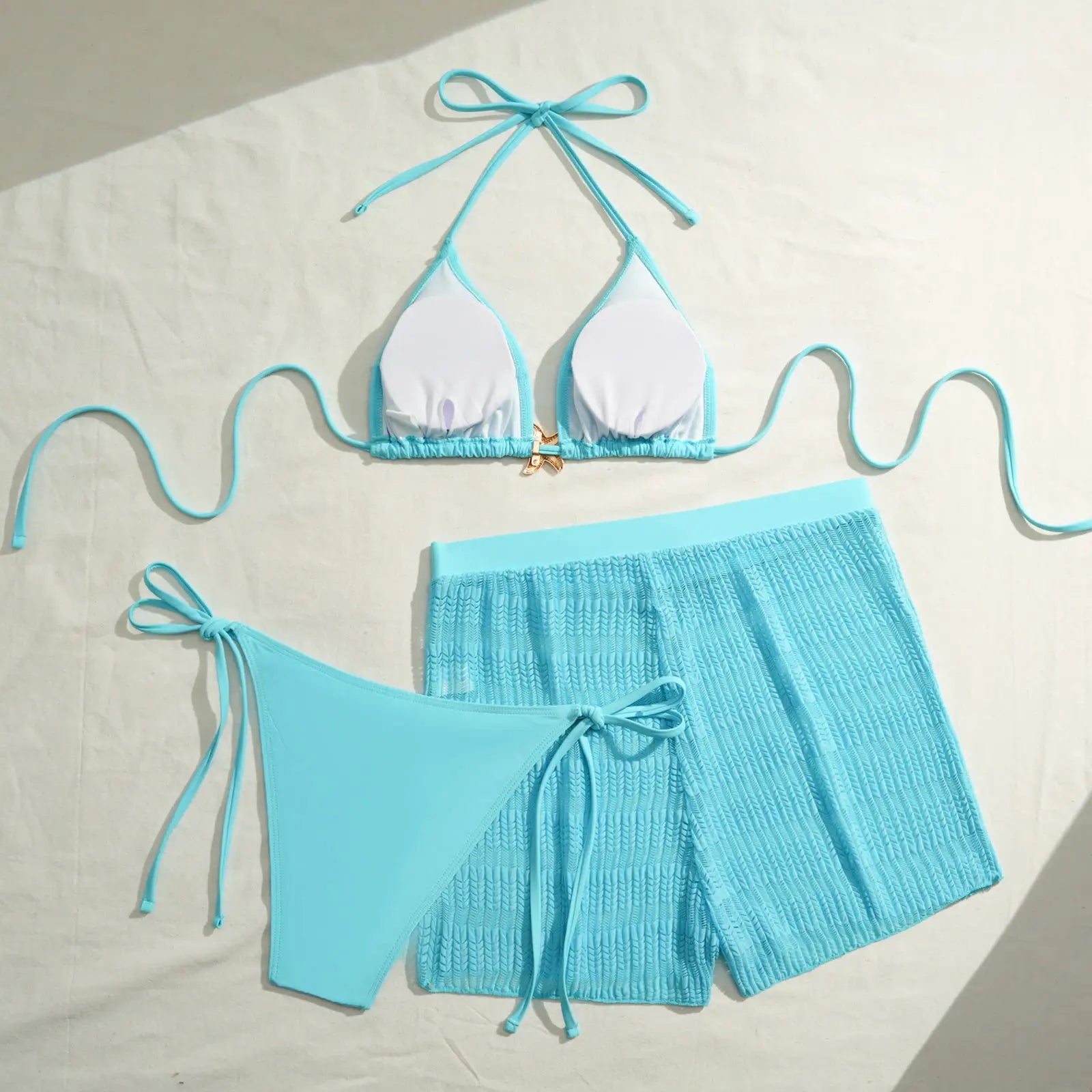 2026 Triangle String Bikinis Women 3 Pieces Swimwear Female & Beach Skirt Sexy Swimsuit Bathers Bathing Swimming Swim Suit Beach