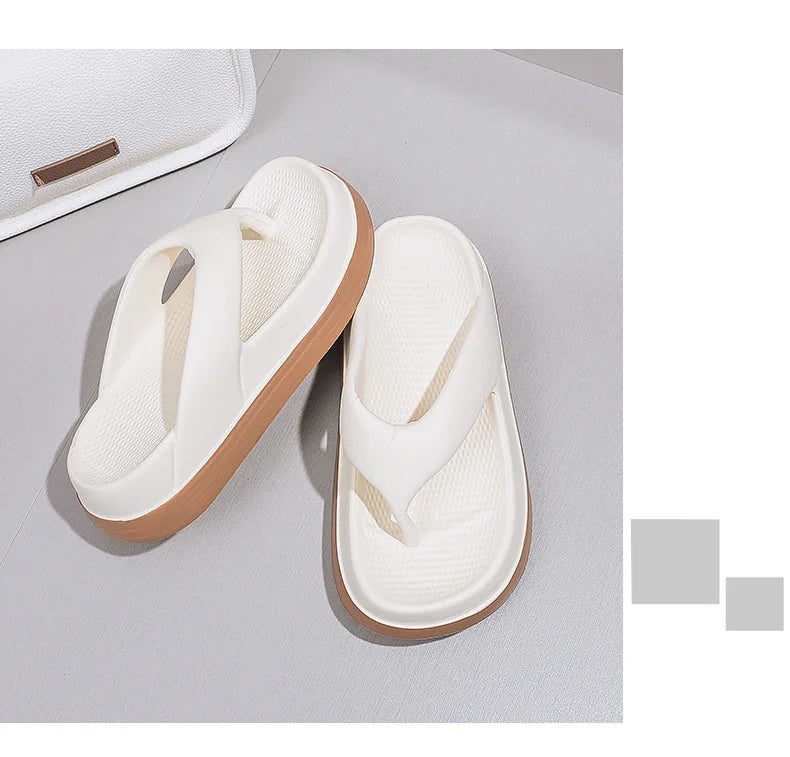 Woman Beach Flip Flops Fashion Summer Shoes 2025 Trend Girls Platform Sandals Soft EVA Non-slip Female Indoor Outdoor Slippers
