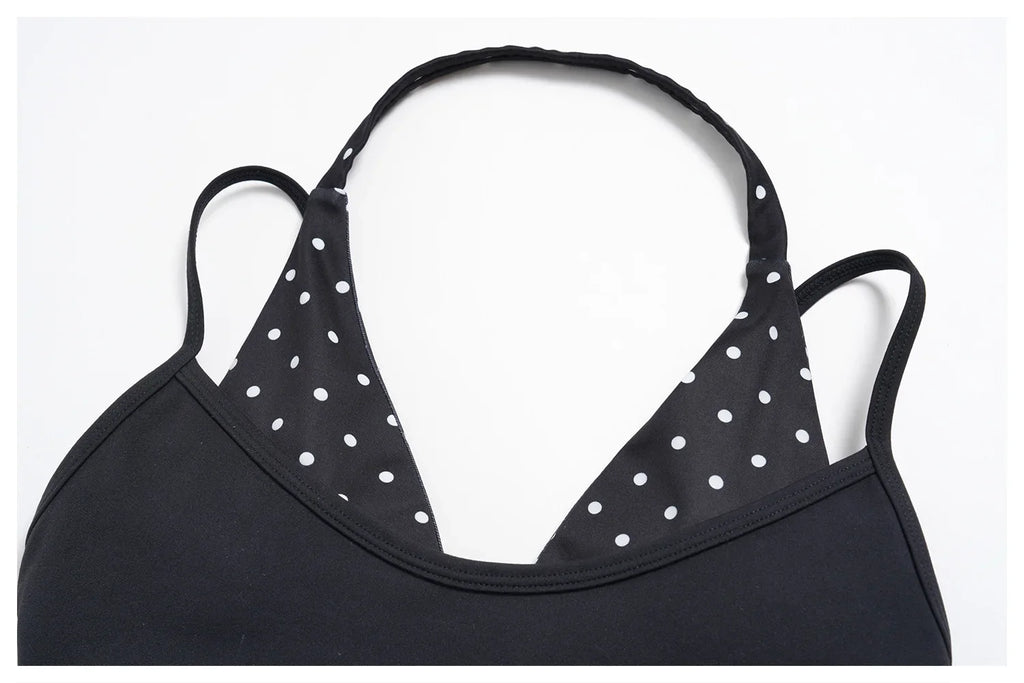 Fake Two-piece Sports Bra Yoga Sets Women Coffee Striped Patchwork Folding High Waist Wide Leg Pants Gym Running Fitness Suits